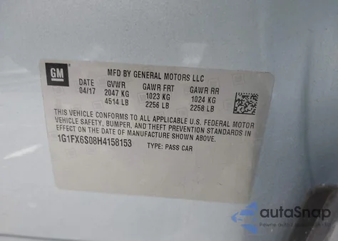 2017 Chevrolet Bolt Ev Premier from USA, damaged, VIN 1G1FX6S08H4158153